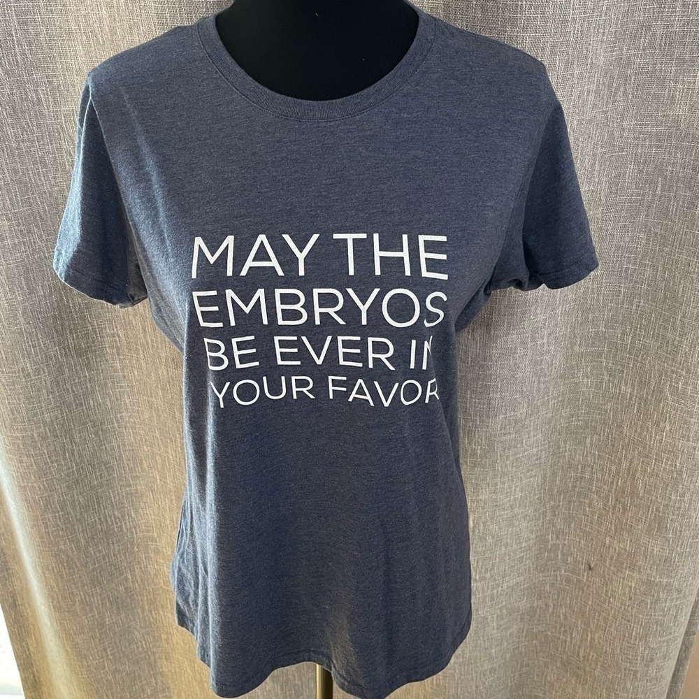 T-Shirt IVF Fertility Graphic Tee L Navy Blue Short Sleeve Crewneck